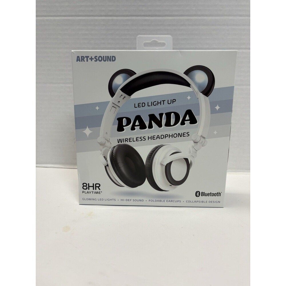 Art+Sound Panda LED Light Up Wireless  Headphones Microphone Bluetooth NEW